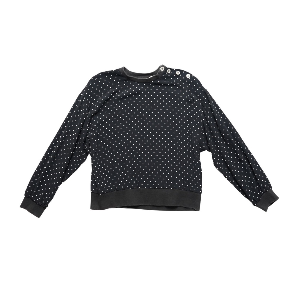 Liz Claiborne 90s Vintage Polka Dot Blouse Women 6 Black Button Top